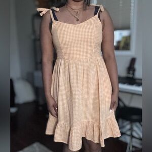 Old Navy Gingham Mini Dress in Tan